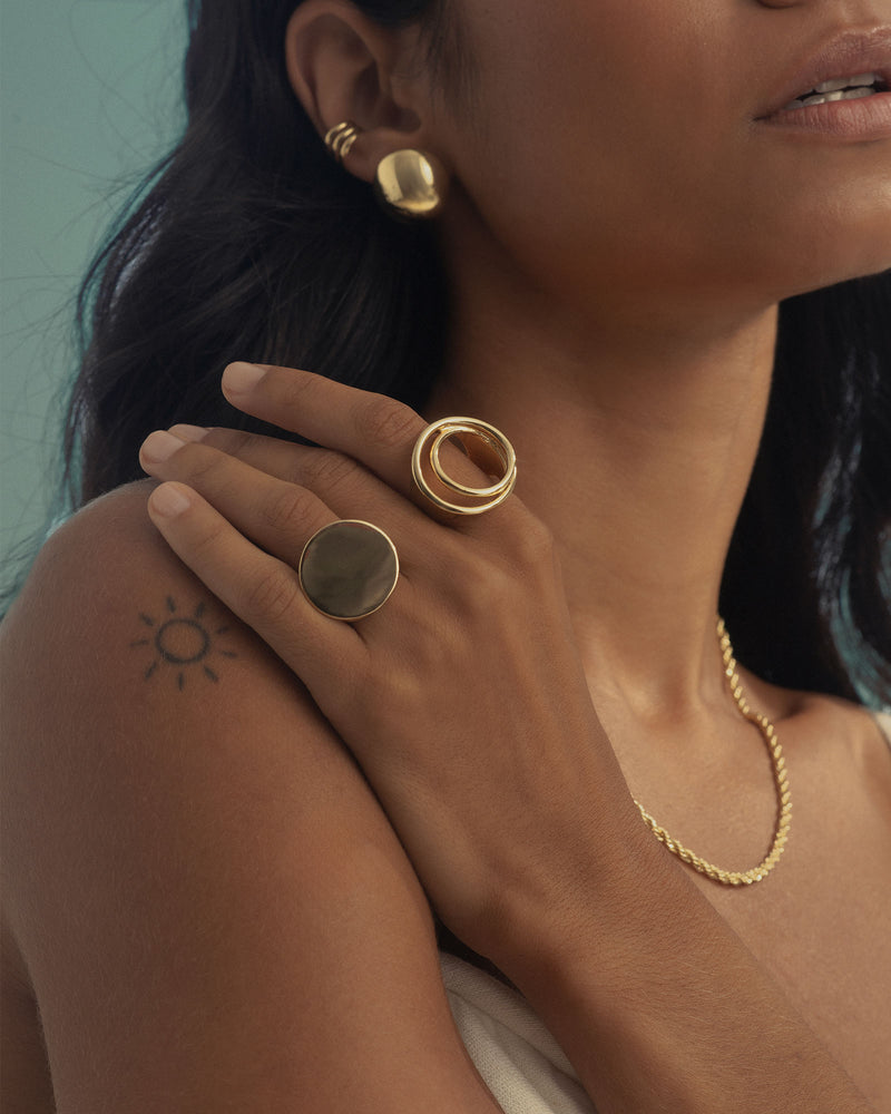 Anel Sol Banhado a Ouro