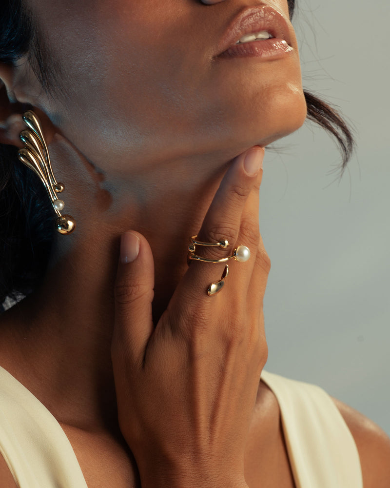 Brinco Ondas Banhado a Ouro