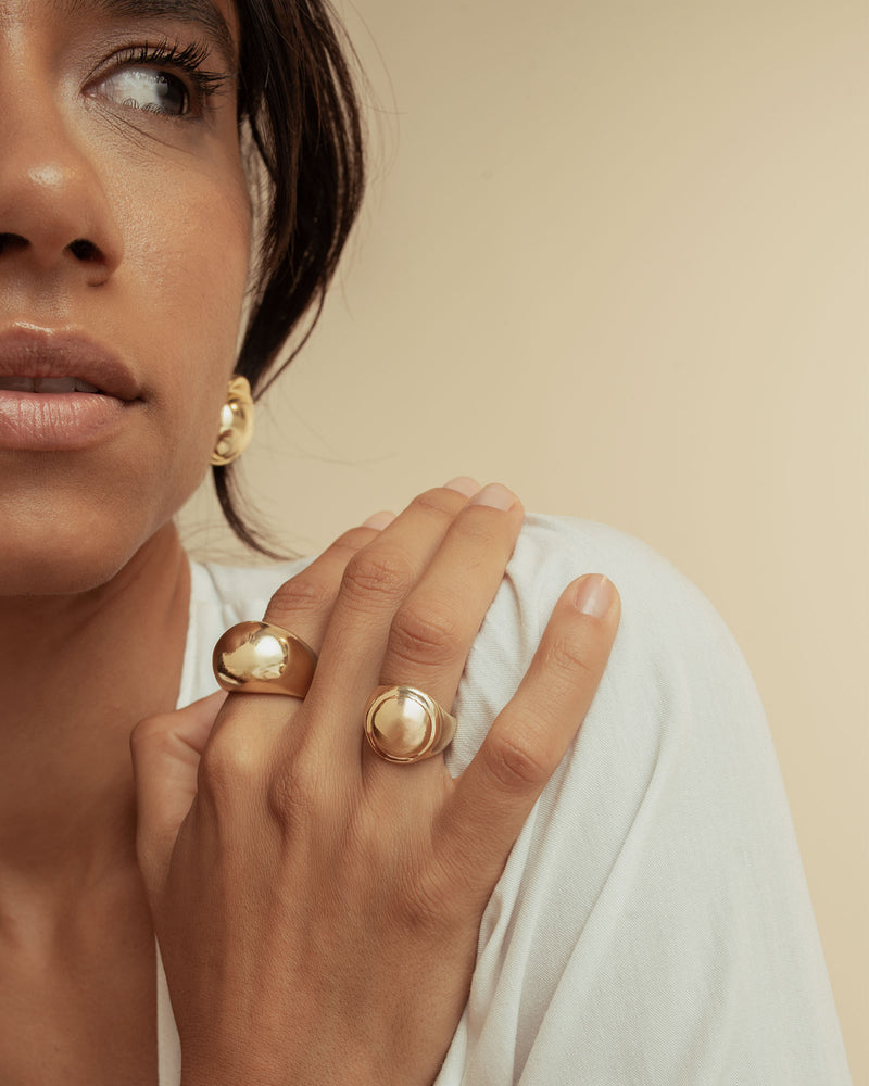 Anel Orbe Banhado a Ouro