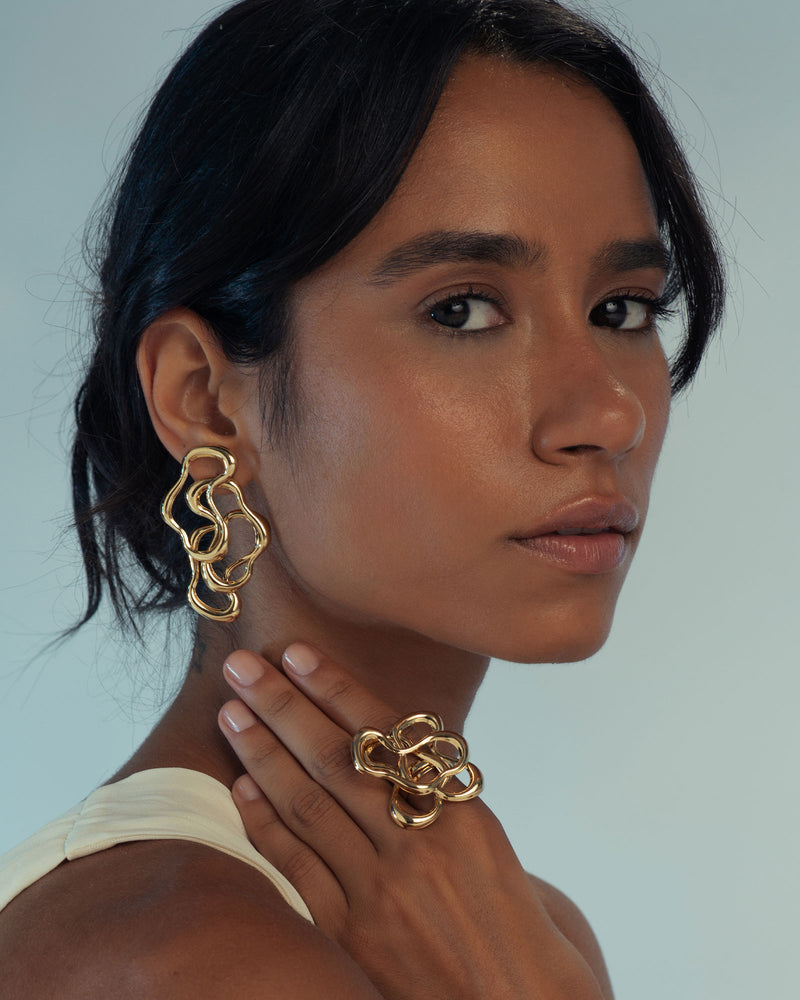 Brinco Rastros Banhado a Ouro